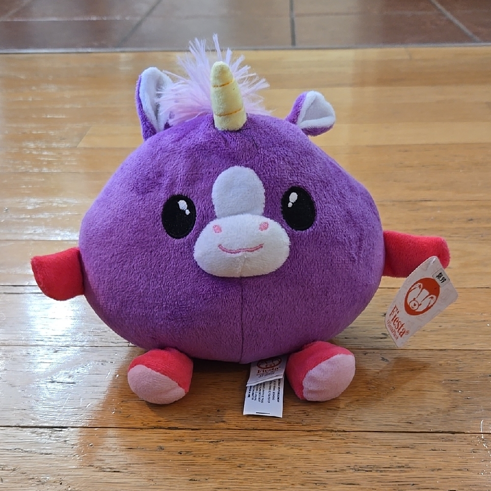 Fiesta Purple Gumballs Unicorn Plush Stuffed Animal Toy 7"